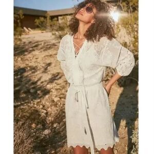 NEW White House Black Market Long-Sleeve White Eyelet Dress,‎ L